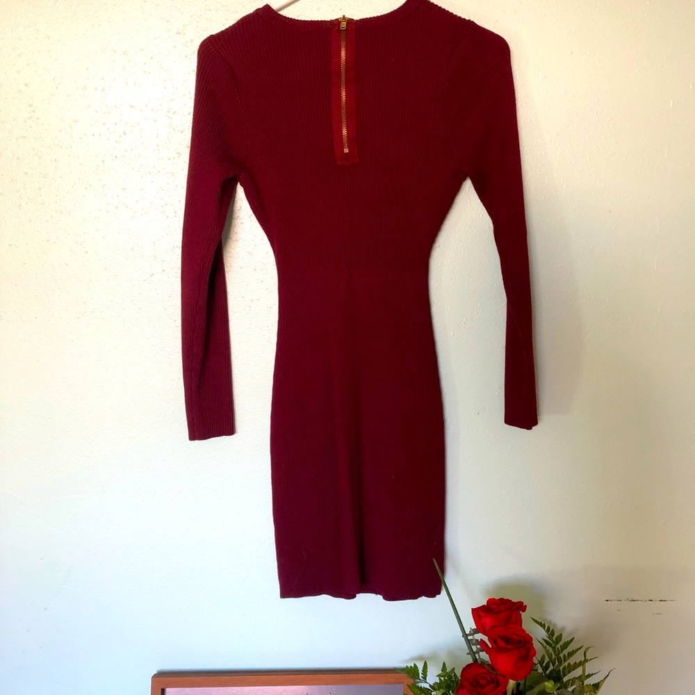Burgundy mini sweater dress